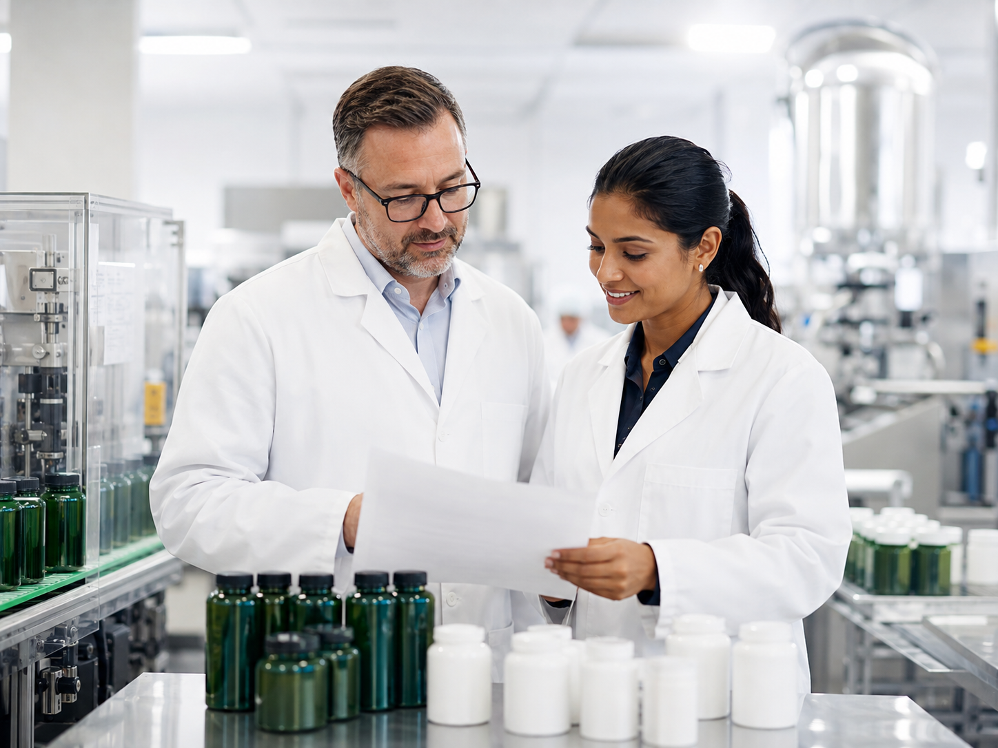 Supplement manufacturing partners reviewing quality standards